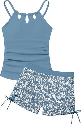 الفتيات ملابس السباحة انقطاع ثوب السباحة قطعتين المايوه للفتيات في سن المراهقة Tankini ملابس السباحة مجموعة عالية الخصر 11-15 سنة in Kuwait