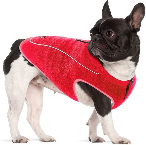 Insulated Fleece Sweater for Dogs | Lightweight Warm Dog Vest | Zipper Port for Harness | Cold Weather Winter Jacket | Rain Snow Repellant Coat | Adjustable for Small Medium Large Male Dogs (Blue/M) in Kuwait