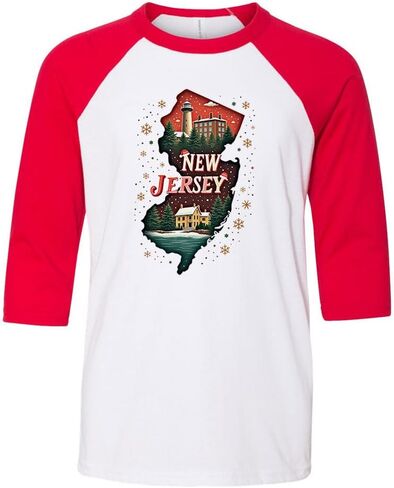 Christmas in New Jersey Kids Three-Quarter Raglan Sleeve Baseball Shirt Youth in Saudi Arabia