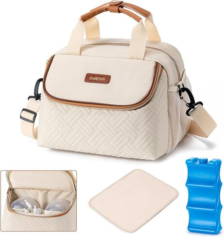 Baby Bottle Cooler Bag with Ice Pack, Breastmilk Cooler Bag Fits 6 Baby Bottle Up to 9 Oz, Insulated Bottle Bag with Should Straps for Travel & Work, Black in Saudi Arabia