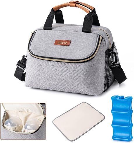 Baby Bottle Cooler Bag with Ice Pack, Breastmilk Cooler Bag Fits 6 Baby Bottle Up to 9 Oz, Insulated Bottle Bag with Should Straps for Travel & Work, Black in Saudi Arabia