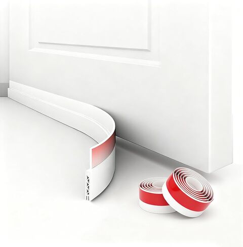 2 Pack Door Draft Stopper for Bottom of Door, 39" Silicone Weather Stripping Door Seal Strip, Self Adhesive Door Sweep Noise and Dust Blocker, Energy Saving Under Door Draft Blocker for Home & Garage in Saudi Arabia