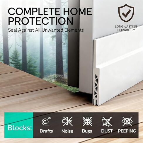 2 Pack Door Draft Stopper for Bottom of Door, 39" Silicone Weather Stripping Door Seal Strip, Self Adhesive Door Sweep Noise and Dust Blocker, Energy Saving Under Door Draft Blocker for Home & Garage in Saudi Arabia