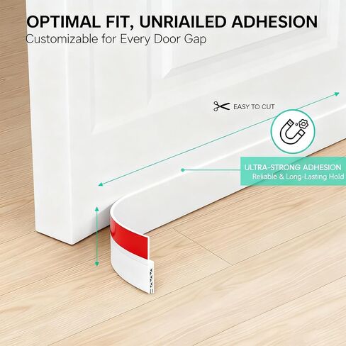 2 Pack Door Draft Stopper for Bottom of Door, 39" Silicone Weather Stripping Door Seal Strip, Self Adhesive Door Sweep Noise and Dust Blocker, Energy Saving Under Door Draft Blocker for Home & Garage in Saudi Arabia