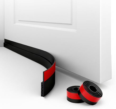 2 Pack Door Draft Stopper for Bottom of Door, 39" Silicone Weather Stripping Door Seal Strip, Self Adhesive Door Sweep Noise and Dust Blocker, Energy Saving Under Door Draft Blocker for Home & Garage in Saudi Arabia