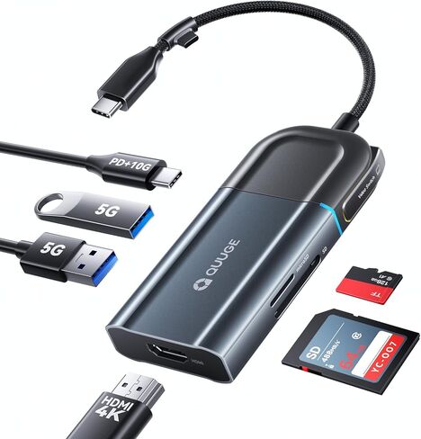 QUUGE USB C Hub with 4K HDMI, 5 in 1 USB C to HDMI Multiport Adapter 5Gbps, 100W Power Delivery, 3 USB3.0 Data Ports, USB C Dongle for MacBook Pro/Air, iPad Pro, iMac, iPhone 15 Pro, XPS, Thinkpad in Saudi Arabia