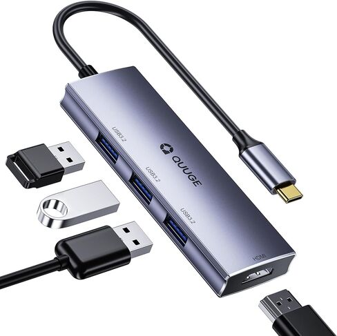QUUGE USB C Hub with 4K HDMI, 5 in 1 USB C to HDMI Multiport Adapter 5Gbps, 100W Power Delivery, 3 USB3.0 Data Ports, USB C Dongle for MacBook Pro/Air, iPad Pro, iMac, iPhone 15 Pro, XPS, Thinkpad in Saudi Arabia