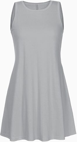 Summer Dress for Women Casual Sleeveless Tshirt Sundress Beach Coverup Dresses Loose Boho Tank Dress with Pockets in Saudi Arabia