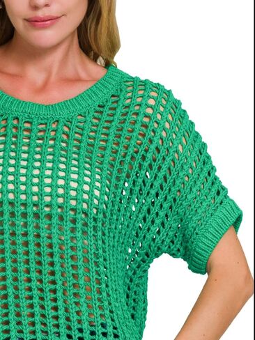 Fish Net Short Sleeve Crochet Knit Cover Up in Saudi Arabia