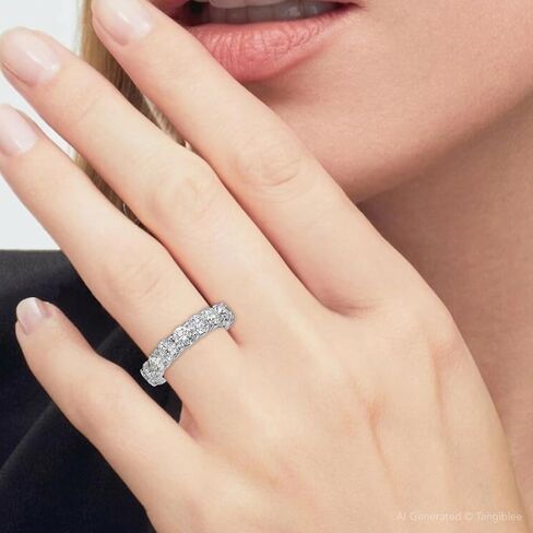 P3 POMPEII3 5ct Prong Diamond Eternity Ring 14K White Gold Wedding Band in Saudi Arabia