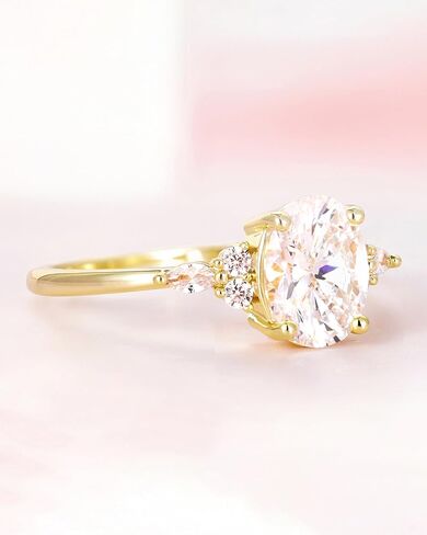 TIGRADE 3CT خاتم الخطوبة البيضاوي قطع زركون ماركيز جولة تشيكوسلوفاكيا الخلود خاتم الزواج للنساء حجم 3-12 in Kuwait