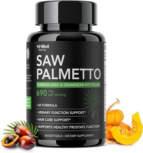 Saw Palmetto for Men Prostate Health Supplement, Pharmaceutical Grade - Pumpkin Seed Oil - Graminex® - Nettle Supports Urinary Function & Hair Loss Prevention,DHT Blocker, 60 softgels in Saudi Arabia