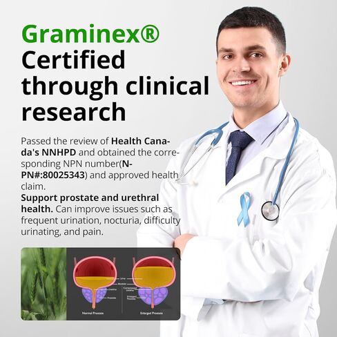 Saw Palmetto for Men Prostate Health Supplement, Pharmaceutical Grade - Pumpkin Seed Oil - Graminex® - Nettle Supports Urinary Function & Hair Loss Prevention,DHT Blocker, 60 softgels in Saudi Arabia