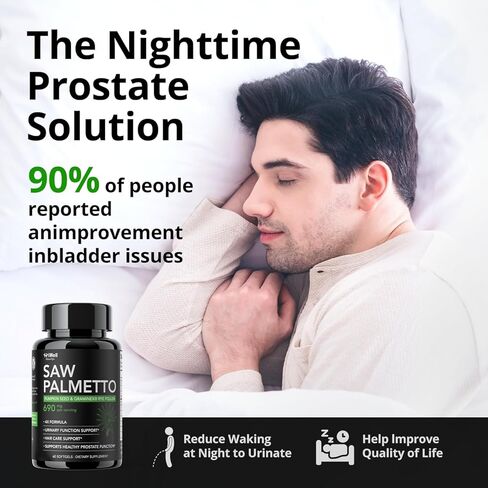 Saw Palmetto for Men Prostate Health Supplement, Pharmaceutical Grade - Pumpkin Seed Oil - Graminex® - Nettle Supports Urinary Function & Hair Loss Prevention,DHT Blocker, 60 softgels in Saudi Arabia