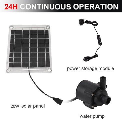 مجموعة الطاقة الشمسية، DC12V 800L / HSolar غاطسة مع لوحة شمسية 20 وات للنافورة الشمسية وبركة السمك وحوض السمك، حجم مياه قابل للتعديل، ضوضاء منخفضة in Kuwait