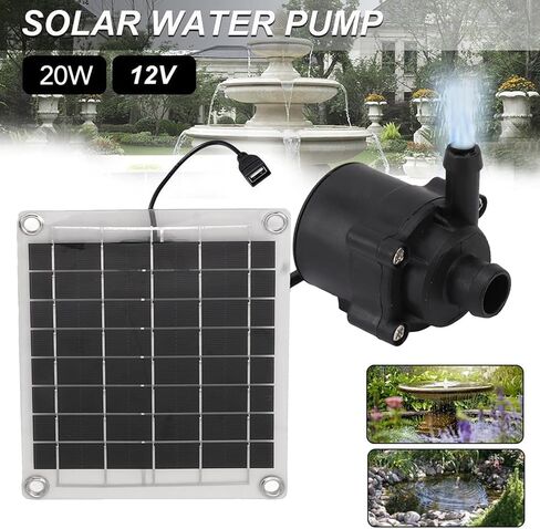 مجموعة الطاقة الشمسية، DC12V 800L / HSolar غاطسة مع لوحة شمسية 20 وات للنافورة الشمسية وبركة السمك وحوض السمك، حجم مياه قابل للتعديل، ضوضاء منخفضة in Kuwait