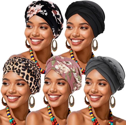 African Women Turban Caps Pre-Tied Twisted Turbans Head Scarf for Women Hair Wraps Cover Beanie Cancer Chemo Headwear in Saudi Arabia