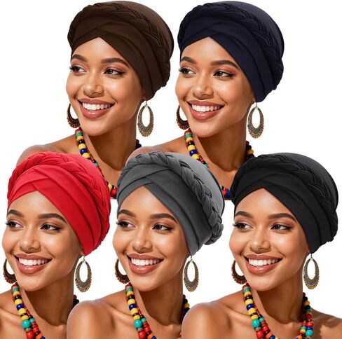 African Women Turban Caps Pre-Tied Twisted Turbans Head Scarf for Women Hair Wraps Cover Beanie Cancer Chemo Headwear in Saudi Arabia