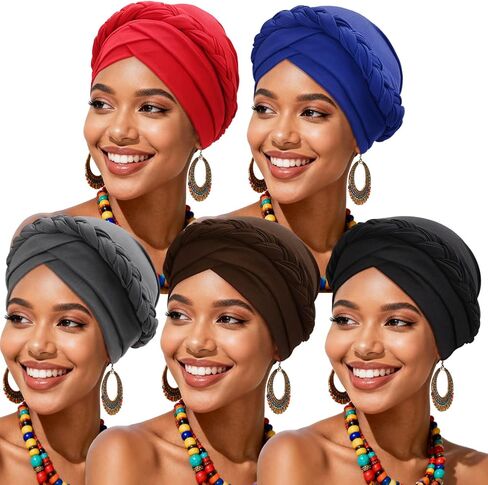 African Women Turban Caps Pre-Tied Twisted Turbans Head Scarf for Women Hair Wraps Cover Beanie Cancer Chemo Headwear in Saudi Arabia