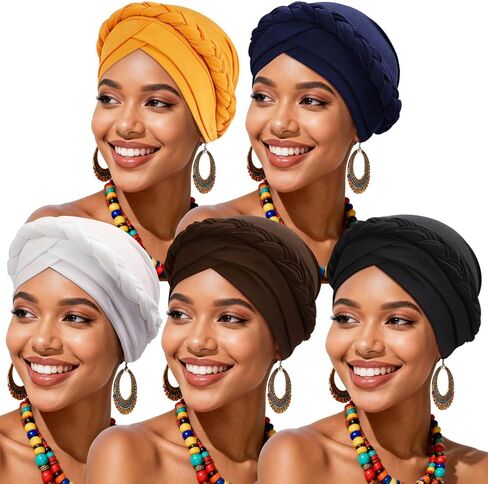 African Women Turban Caps Pre-Tied Twisted Turbans Head Scarf for Women Hair Wraps Cover Beanie Cancer Chemo Headwear in Saudi Arabia