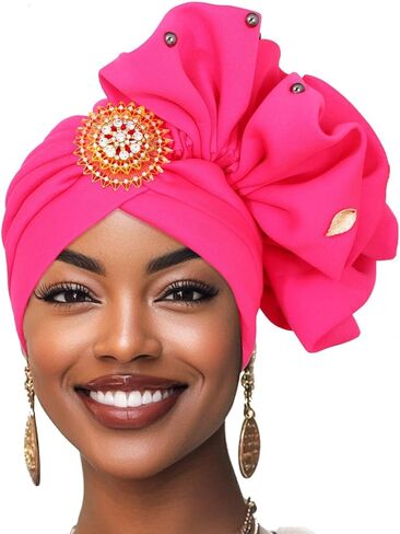 Woeoe African Head Wraps Yellow Turban Pretied Headdress for Women in Saudi Arabia
