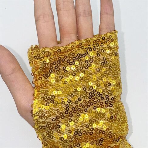 Sparkly Gloves for Womens 1920s Flapper Evening Parties Gloves Adult Size Stretchy Dancing Costume Gold, One Size in Saudi Arabia