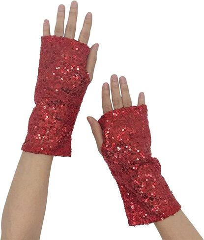 Sparkly Gloves for Womens 1920s Flapper Evening Parties Gloves Adult Size Stretchy Dancing Costume Gold, One Size in Saudi Arabia
