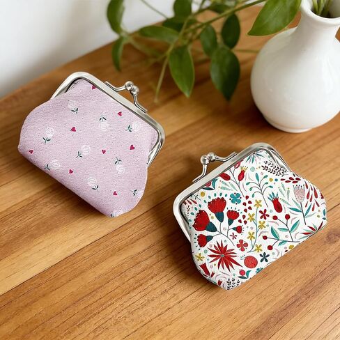 Coin Purse 2 Pieces, Mini Purse for Women and Girls, Colorful and Double Side Coin Wallet with Kiss Lock Clasp Closure for Keys, Coin, Lipstick(Multicolor) in Saudi Arabia