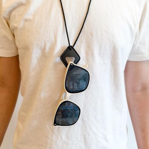 2 حزمة من قلادة حامل النظارات الجلدية، حبل حامل النظارات بدون استخدام اليدين للنظارات الشمسية ونظارات القراءة، قلادة أنيقة من جلد البولي يوريثان على شكل ألماس، شماعة نظارات التجنيب in Kuwait