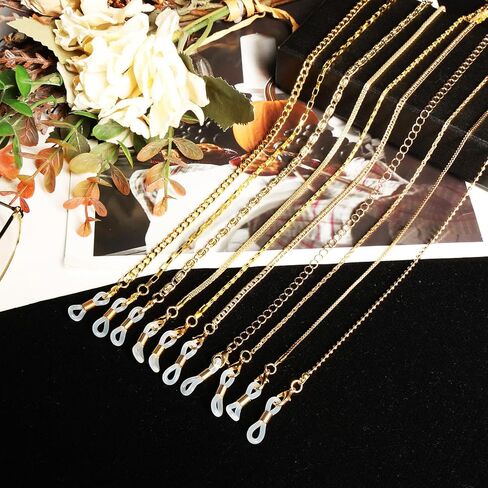 10 Pieces Gold Eyeglasses Chain Beaded for Women Men Sunglasses Strap Holder Chains Around Neck Accessory Chain in Saudi Arabia