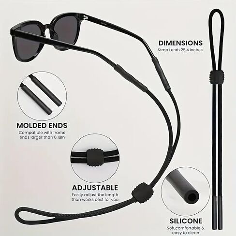 2pcs Sports Eyeglasses Strap Holder Anit Slip Glasses Cord Retainer, Adjustable Outdoor Sports Sunglasses Chain Women Men in Saudi Arabia