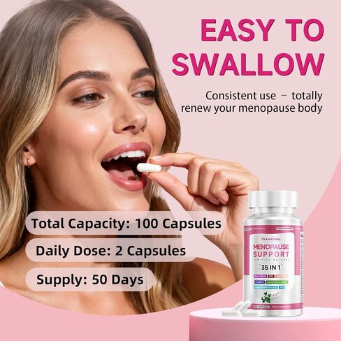 مكملات انقطاع الطمث للنساء، 400 ملغ من الكوهوش الأسود و200 ملغ من DIM للهبات الساخنة وتخفيف التعرق الليلي وتوازن الهرمونات، 35 في 1 مع البروبيوتيك والأشواغاندا والبرسيم الأحمر، 100 كبسولة/إمداد لمدة 50 يومًا in Kuwait