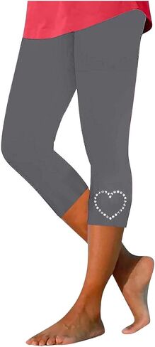 Capri Leggings Women Rhinestone High Waist Capris Pant Tummy Control Knee Length Slim Fit Yoga Jogger Cropped Trousers in Saudi Arabia