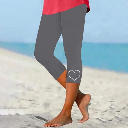 Capri Leggings Women Rhinestone High Waist Capris Pant Tummy Control Knee Length Slim Fit Yoga Jogger Cropped Trousers in Saudi Arabia