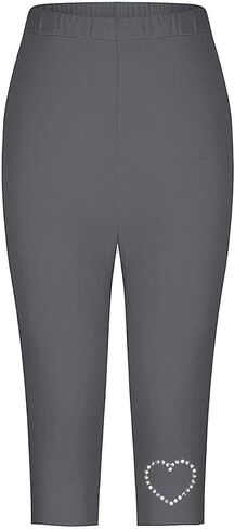 Capri Leggings Women Rhinestone High Waist Capris Pant Tummy Control Knee Length Slim Fit Yoga Jogger Cropped Trousers in Saudi Arabia