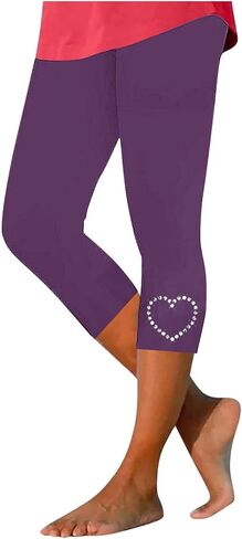 Capri Leggings Women Rhinestone High Waist Capris Pant Tummy Control Knee Length Slim Fit Yoga Jogger Cropped Trousers in Saudi Arabia