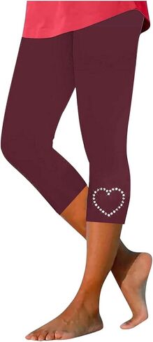 Capri Leggings Women Rhinestone High Waist Capris Pant Tummy Control Knee Length Slim Fit Yoga Jogger Cropped Trousers in Saudi Arabia