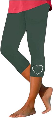 Capri Leggings Women Rhinestone High Waist Capris Pant Tummy Control Knee Length Slim Fit Yoga Jogger Cropped Trousers in Saudi Arabia
