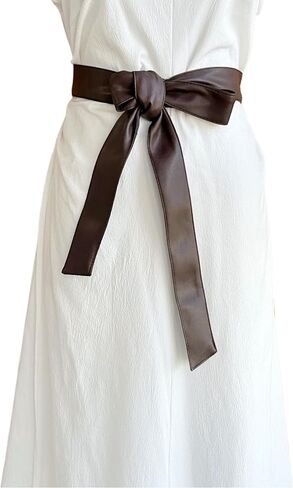 Women Leather Sash for Dress Coat Wrap PU Waist Fashion Belt Tie Size 69X1.57inch in Saudi Arabia