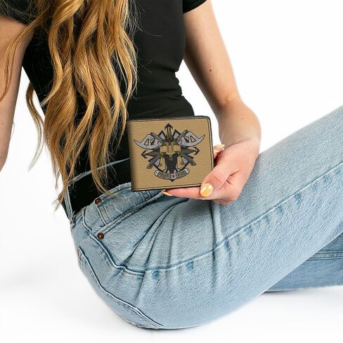 محفظة The Hobbit بإبزيم، ثنائية الطي، The Hobbit Dwarves of Erebor Shield وخوذة Icons Brownd، جلد نباتي in Kuwait