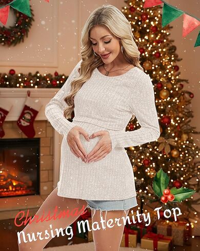 3 Pack Women Maternity Tops Long Sleeve Pregnancy Shirts Double Front Layer Nursing Breastfeeding Postpartum Clothes in Saudi Arabia