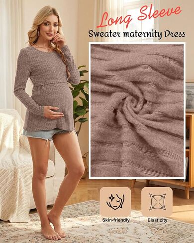 3 Pack Women Maternity Tops Long Sleeve Pregnancy Shirts Double Front Layer Nursing Breastfeeding Postpartum Clothes in Saudi Arabia