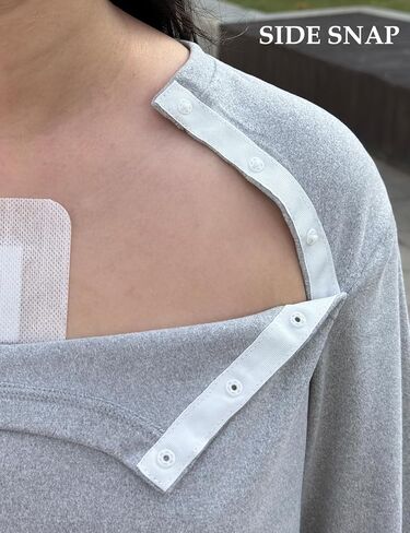 قمصان حرارية من Chemo Port للسيدات مبطنة بالصوف بطبقة حرارية بعد جراحة الكتف، قمصان للتعافي من العلاج الكيميائي in Kuwait