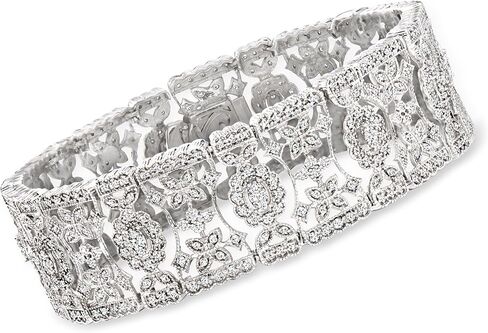Ross-Simons 3.00 ct. t.w. Diamond Floral Bracelet in Sterling Silver in Saudi Arabia