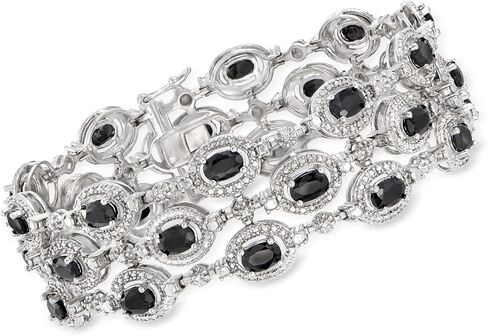 Ross-Simons 16.00 ct. t.w. Sapphire 3-Row Bracelet With Single Diamond in Sterling Silver in Saudi Arabia