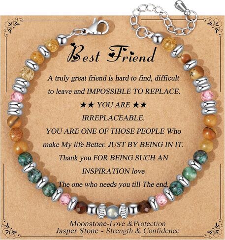 JoycuFF Moonstone Jasper Stainless Steel Beads Bracelets,Christmas Birthday Gifts for Best Friend Sister Daughter Bestie Women Her in Saudi Arabia