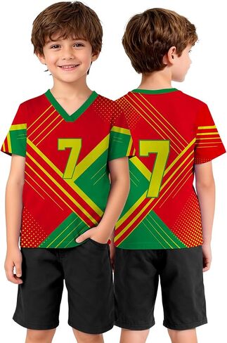 Soccer Jersey Kids Boys & Girls Football Jersey Shirt V Neck Mesh Tee Casual Short Sleeve Tops in Kuwait