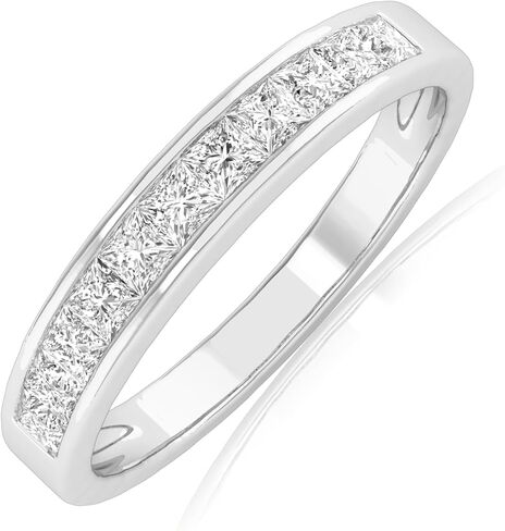 Houston Diamond District 0.5 to 4 Carat LAB GROWN Princess Cut Channel Set Women's Diamond Wedding Band Ring (E-F Color VS1-VS2 Clarity) in Saudi Arabia