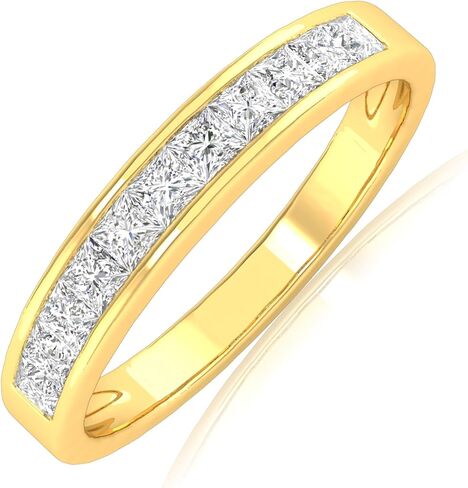Houston Diamond District 0.5 to 4 Carat LAB GROWN Princess Cut Channel Set Women's Diamond Wedding Band Ring (E-F Color VS1-VS2 Clarity) in Saudi Arabia