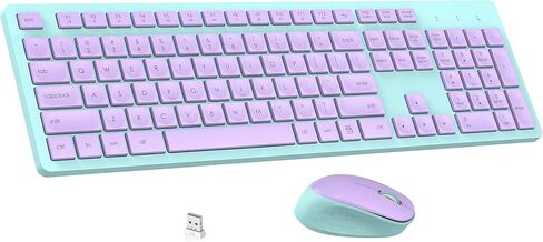 LeadsaiL Wireless Keyboard and Mouse Combo, Full-Sized Ergonomic Computer Keyboard, 2.4GHz Cordless Keyboard Silent Mouse Set with 2-in-1 USB Receiver, 12 FN Shortcuts for Windows Laptop, PC/Mac-Black in Kuwait